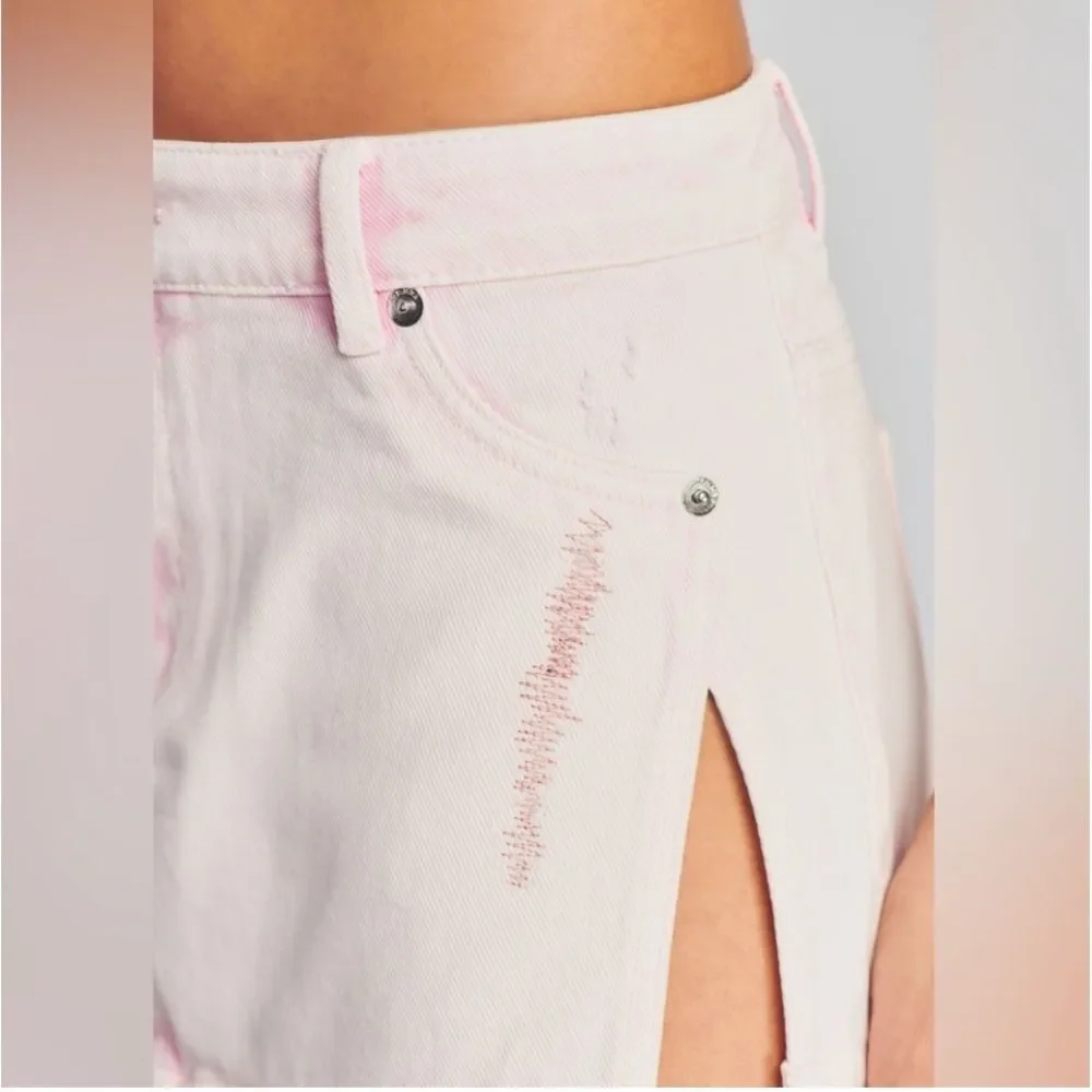 NWT SER.O.YA Zuri Denim Skirt‎ in Bleach Pink Size 26